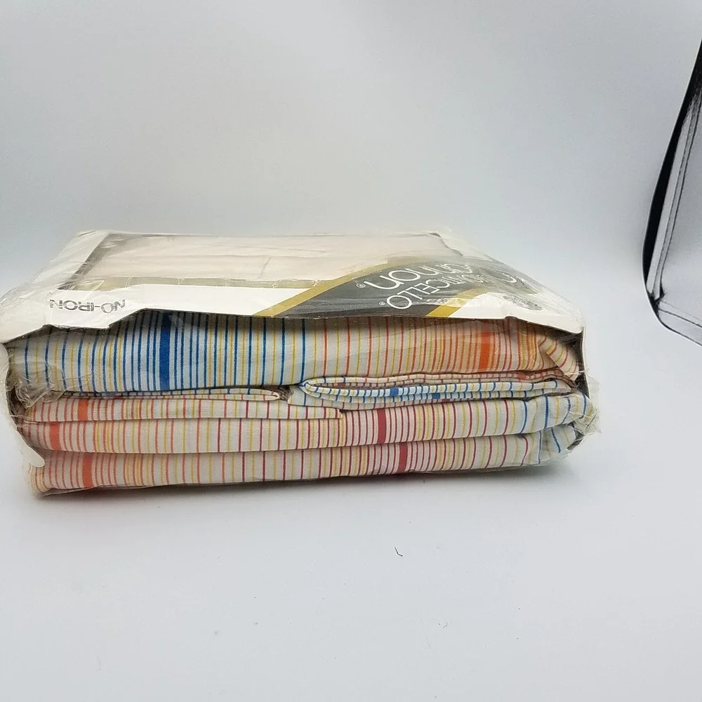 VINTAGE‎ CANNON MONTICELLO FULL SHEET SET 70'S MOD Rue De Le STRIPE style 276